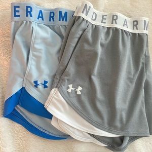Women’s blue and grey under armour athletic shorts